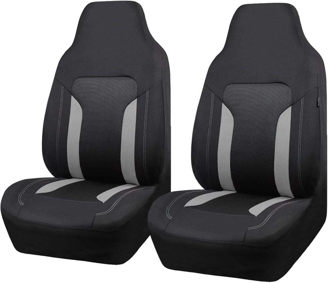 CAR PASS Bucket Gray Car Seat Cover Front Seats, 3D Air Mesh-100% Breathable Sporty Fabric High Back Airbag Compatible, Universal Fit Automotive SUV Truck Sedan Vans, Two Front 2 Piece Black Gray CAR PASS Bucket Gray Car Seat Cover Front Seats, 3D Air Mesh-100% Breathable Sporty Fabric High Back Airbag Compatible, Universal Fit Automotive SUV Truck Sedan Vans, Two Front 2 Piece Black Gray