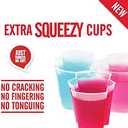 100 Pack Patented Squeezable 2oz Premium Plastic Shot Cups - Reusable Jello Shot Containers for Halloween, Wedding, Parties (Lids NOT Included)