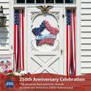 4th of July Wreath Patriotic Decorations for Front Door - 19 inch Memorial Day 250th Anniversary USA Fourth of July Burlap Star Wreath, Red White and Blue Hanging for Independence Day 2026 Decor