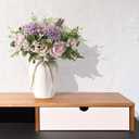 Peonies Artificial Flowers in Vase, Fake Hydrangea Silk Peony Flower Bouquet with Vase Faux Flowers Arrangement Decor Home Table Dining Room (Purple)