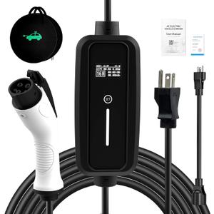 SubSun Portable EV Charger with NEMA 6-20 Plug, J1772 Electric Vehicle,16Amp,Adjustable Current/Delay Charging for 220V Level 1 Level 2 Car Charge (with NEMA 5-15 Adapter)