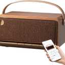 Edifier Retro Wood Bluetooth Speaker, Wireless Portable Speakers with 40W Hi-Res Audio, Stereo Pairing ConneX App, USB and TF Card Brown