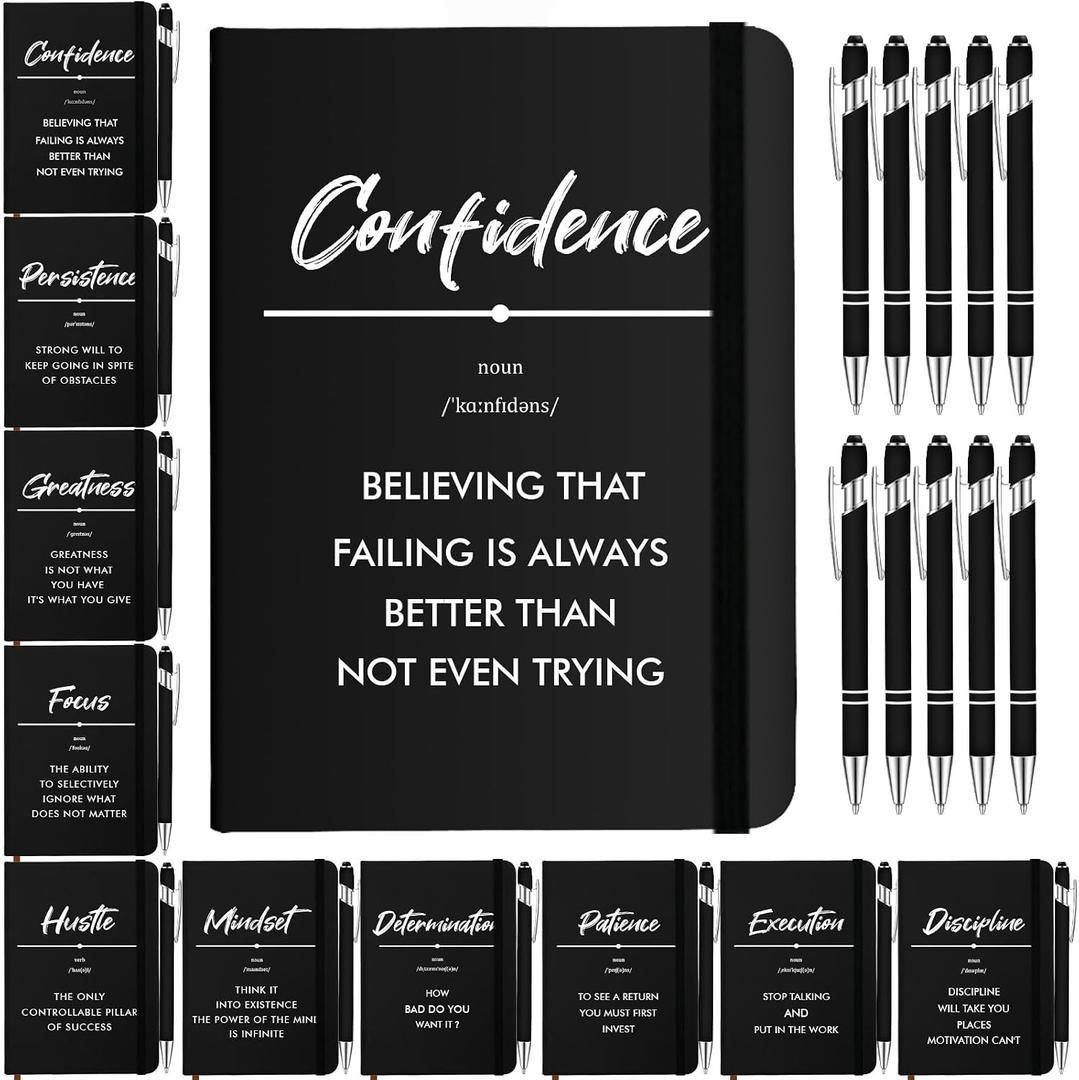 20 Pcs Thank You Gift Journal Including 10 A6 Black Leather Notebooks and 10 Ballpoint Pens Appreciation Gift for Coworker Medical Assistant Employee Teacher