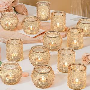36pcs Gold Votive Candle Holders for Table Centerpiece, Glass Tea Light Candle Holder Set for Wedding Decor Home Party Decoration
