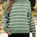 Dokotoo Oversized Womens Sweater 2025 Fall Winter Striped Sweaters Casual Trendy Sweater (M)