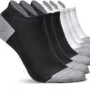 6 Pairs Cushioned No Show Tab Socks - Compression Low Cut Ankle Socks, Anti-Blister & Wicking for Athletic Running (X-Large, 3 Black 3 White (6 Pairs))