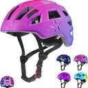 Zacro Kids Helmet 5-14 for Boys Girls, Adjustable Lightweight Toddler Helmet with Reflective Safety Stickers, Fits Bicycle Balance Bike Scooter (Small:20.1''-21.3'' / 5-8 year, (Gradient Purple)