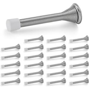 Ravinte Door Stoppers, 24 Pack Satin Nickel Spring Door Stops with Rubber Bumper, Door Stoppers for Bottom of Door