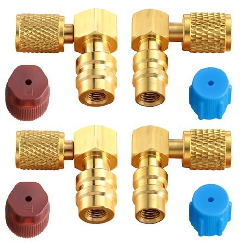 Gisafai 4 Pcs R12 to R134a Conversion Kit 90° High/Low Side R12 to R134a Retrofit Adapter Fittings High/Low Pressure R12 to R134a Retrofit Valve Fittings with Dust Cap for Auto A/C Refrigerant System Gisafai 4 Pcs R12 to R134a Conversion Kit 90° High/Low Side R12 to R134a Retrofit Adapter Fittings High/Low Pressure R12 to R134a Retrofit Valve Fittings with Dust Cap for Auto A/C Refrigerant System