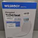 Toilet Seat Elongated, Slow Close Hinges, Four Non-Slip Bumpers, Easy to Install and Clean, Durable Plastic, White Two Sets of Mounting Parts Included
