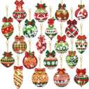 Tondiamo 20 Pcs Christmas Diamond Painting Keychain Kits 5D DIY Diamond Art Pendants Double Sided Hanging Key Chains for Christmas Party Decoration DIY(Balls Style)