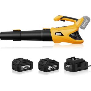 Leaf Blower Cordless 21V 500CFM Powerful Electric Leaf Blower with (2) 4.0Ah Batteries and Charger, Variable-Speed, Handheld Rechargeable Battery Powered Blowers for Lawn Care, Yard Clearance, Leaves