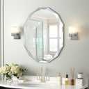 Silver Wall Mirror-Beveled Edge Frameless Mirror for Bathroom, Vanity, Bedroom, Rectangle Mirrors24X30inch