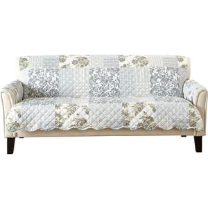 Patchwork Scalloped Printed Furniture Protector Stain Resistant Sofa Cover (Sofa, Grey)