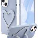 Jusy Case for iPhone 15 Plus, Cute Heart with 3D Heart Stand Slim Fit Liquid Silicone Soft Anti-Scratch Microfiber Lining Shockproof Protective Phone Cover for Girly Women Case - Blue
