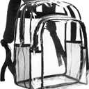 Vorspack Clear Backpack Heavy Duty - Clear Backpacks for School Transparent Bookbag for Girls Boys Large See Through Bag for Work, College, Concert - Black