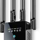 2026 Best WiFi Extender Signal Booster - 6X Faster Internet Extender WiFi Booster for Home, Long Range up to 15,588 Sq Ft, WiFi Repeater w/Ethernet Port, 1-Tap Setup, Compatible with Wireless Routers (Black Matte)