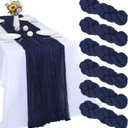 6 Pack Navy Blue Cheesecloth Table Runner 10FT Boho Gauze Fabric Blue Cheese Cloth 35 x 120 Inch Rustic Sheer Table Runner for Wedding Decor Baby Shower Party Decoration