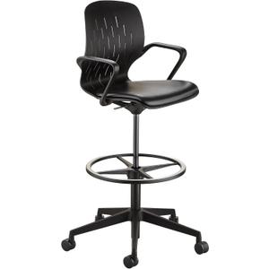 Safco Products Shell Extended Height Swivel Office Desk Computer Ergonomic Chair, Pneumatic Height Adjustable, Black (7014BL)