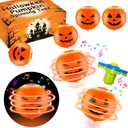 Halloween Basket Goodie Bag Stuffer Fillers for Kids, 4 Pack Pumpkin Light Up Spinning Top Toys Gifts for Toddlers, Halloween Treats Non Candy Birthday Party Favors, Classroom Prizes for Boys Girls