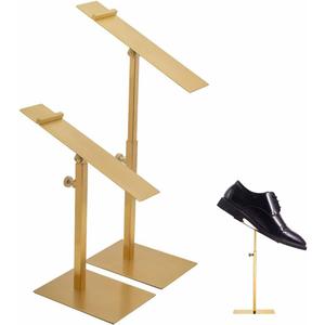 VIDAYA Gold Shoe Display Stand, Stainless Steel Shoe Display Risers Stand Countertop Adjustable Retail Supplies, Shoe Rack Set of 2