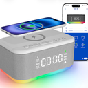 Bluetooth Alarm Clock Dim 12/24H, White