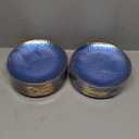 Rubtlamp 100 Pcs Clear Blue Gold Plastic Plates, Clear Hammered Plastic Plates, Blue Party Platos, Disposable Salad/Dessert Platos, 7-Inch Disposable Dessert/Appetizer Platos Perfect For Party