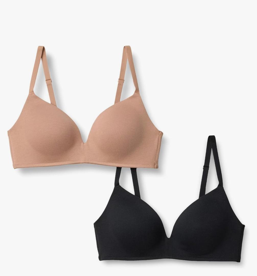 Amazon Essentials Womens Cotton Jersey Lined Plunge Bralette, 32D