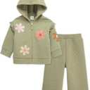 Little Me Clothes for Baby Girls' 2Pc Hoodie and Matching Pant Set, 12 Months to 4 Toddler (Tea Flower)