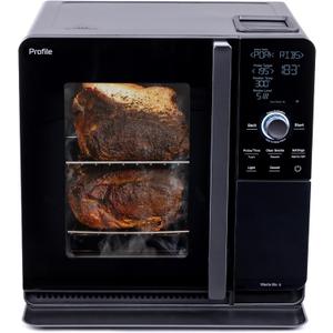 GE Profile Smart Indoor Pellet Smoker, with Active Smoke Filtration, 5 Smoke Control Settings, WiFi Connected, Electric, Countertop BBQ Appliance, Black