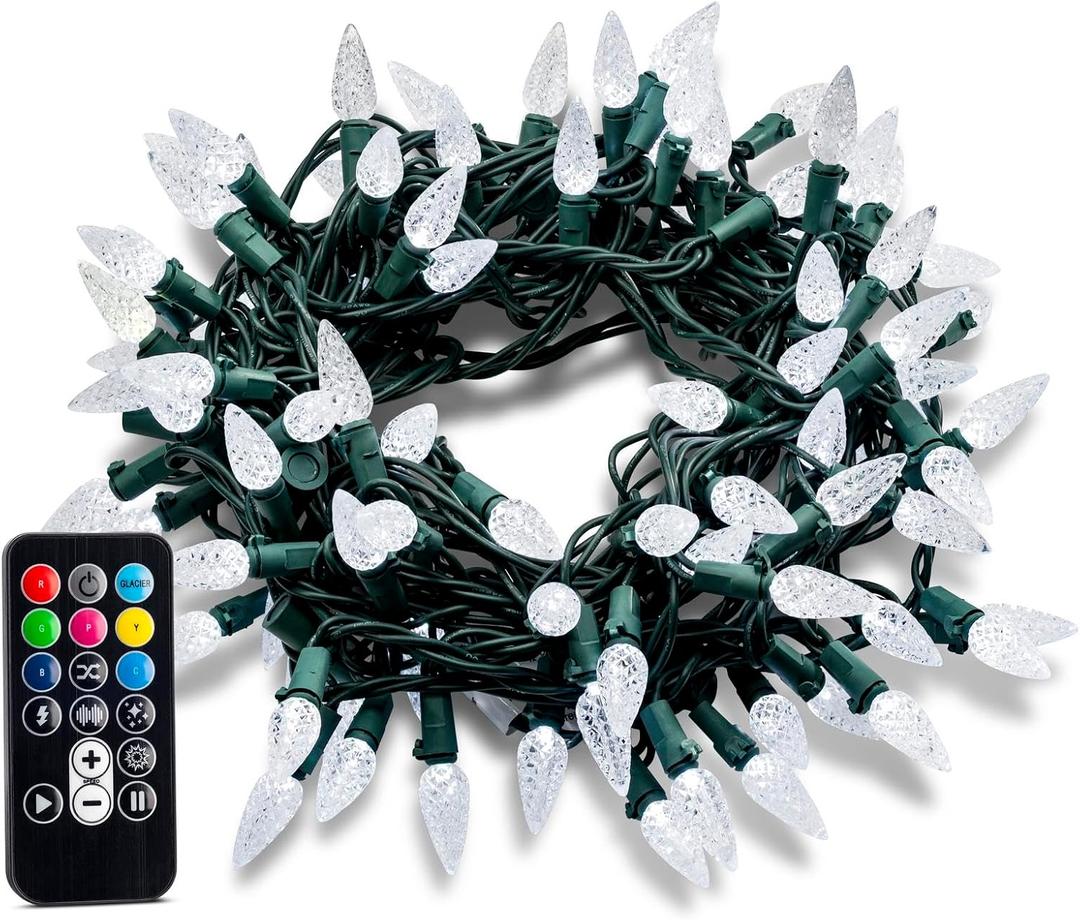 SYLVANIA 100 Light string LED RGB Color Change Faceted C6 Style Mini Light Set