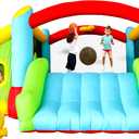 Bounce House, Inflatable Bouncer with Air Blower, Kids Slide Jumping Castle with Slide, Ball Pit and Dart Target Game, 143x137x68 Inch