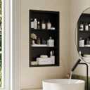 14x24 Recessed Medicine Cabinet, Medicine Cabinet No Mirror, 304 Stainless Steel Medicine Wall Niche with 3-Tiers Shelves, Matte Black