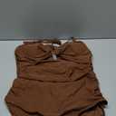 Tempt Me Women Sexy Cutout One Piece Swimsuits Tummy Control High Waisted Halter Front Tie Knot Bathing Suit (Brown), XL