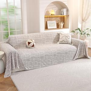 CYCMACO Boho Couch Cover for Dogs, 78"x134", Sofa Covers for 3 Cushion Couch, Washable Couch Covers for Sectional Sofa, Pet Sofa Slipcovers for Living Room, Couch Cover Blanket, Light Grey