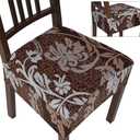 SearchI Stretch Dining Chair Seat Covers Set of 6, Soft Removable Washable Seat Covers for Dining Chairs, Dining Room Seat Cover Protector (No Rear, Brown) (6pcs)