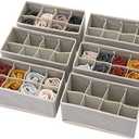 DIOMMELL Set of 6 Foldable Cloth Storage Box Closet Dresser Drawer Organizer Fabric Baskets Bins Containers Divider for Clothes Underwear Socks Lingerie Clothing, Grey 00-0600