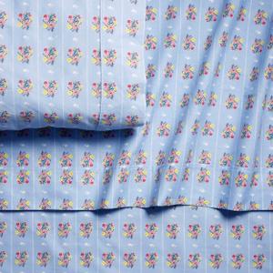 Society6 Bright Posies & Stripe Percale Cotton Sheet Set, Queen