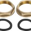 uxcell 2Pcs Brass Lock Nuts Pipe Fitting, G1-1/4 Female Hex Locknut, Flange Single Hole Faucet Lock Nut with Silicone Washer for Kitchen Basin Sink Plumbing
