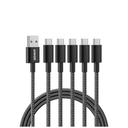 Anker Cable [5 Pack, 6FT], USB A to USB C Cable for Samsung Galaxy S10 S10+, LG V30, Beats Fit Pro and More (Black)