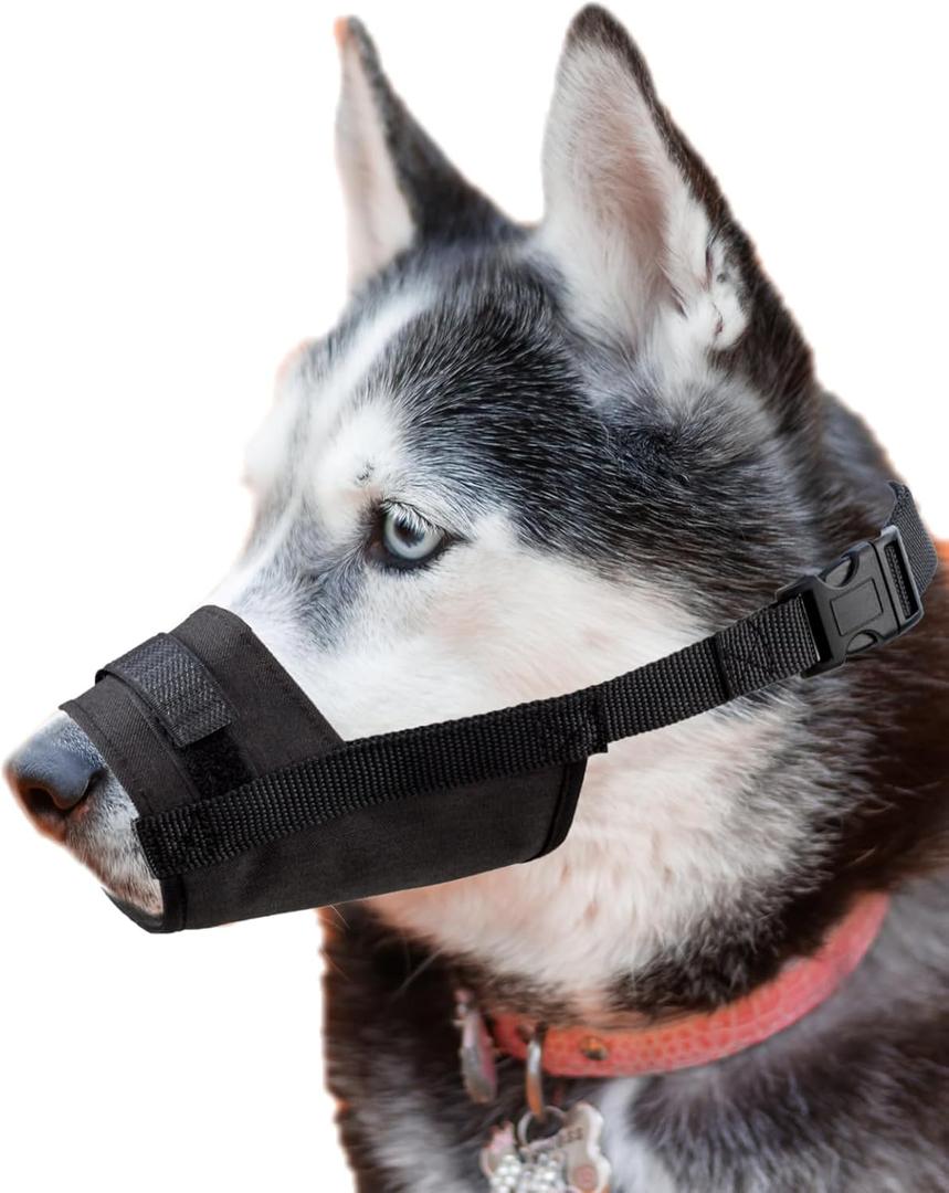 Dog Muzzle with Oxford, Breathable Dog Mouth Cover Prevent Biting for Small Medium Dogs, Grooming, Barking Chewing Prevention, Large, Black
