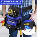 Tool Belt,Magnetic Tool Pouch,14-Pockets Tool Belts for Men,Detachable & Adjustable Tool Pouch belt for Electrician,Carpenter,Construction,Work Apron,Utility Belt,Black-Blue