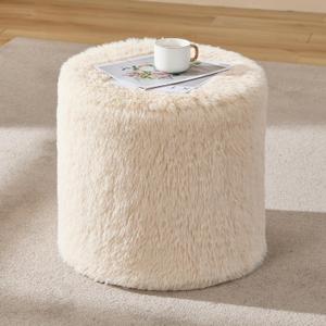 Hobestluk Bean Bag Chairs Ottoman for Adults Bean Bag Chair Footrest Foam Filled Ottoman of BeanBag Footstool of Lazy Sofa for Bedroom, Living Room, Apartment (Small, White) (Beige)