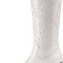 Athlefit Cowboy Cowgirl Boots for Women Fashion Low Chunky Heel Snip Toe Embroidery Western Mid Calf Boots, Size 5,5