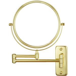 Cerdeco 8 Inch Double Sided Makeup Wall Mount Mirror with Gold Plated Finish 360 Swivel Extendable Cosmetic Shaving Mirror