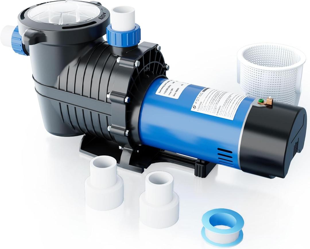 FOTING In/Above Ground Pool Pump, Self Primming (Dual Speed, 2HP, 3170/7000GPH, 230V) 1.5" & 2" NPT Inlet Connectors