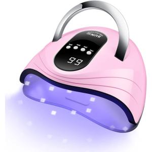 Sunrich UV Gel Nail Lamp 120W LED Nail Light Fast Nail Dryer for Gel Polish Curing with 4 Timers Portable Handle Large Space Automatic Sensor(Pink)