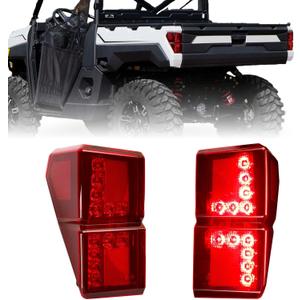For Polaris Ranger Tail Lights Compatible 2025 Polaris Rangers 1000 XP Crew accessories 2018 - 2026 tail light 2024 assembly Rear Brake Stop Lights Replace #2413766 2413767 (Red Lens Tail Lights)