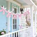 Easter Bunny Ear Garland Pink Gingham Bow Garland with Bunny Ears Coquette Easter Rabbit Banner Hanging Decor for Spring Birthday Baby Shower Party Supplies Home Wall Window Decoration