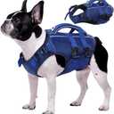 Kuoser Dog Life Jacket High Flotation, Reflective Dogs Life Vest for Swimming Boating, Adjustable Small Medium Large Dog lifejacket, Lightweight Dogs Life Preserver Rescue Handle Spring Summer Pool, M